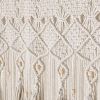 BECHAEO Boho Macrame Beaded Curtain with Tassels, White 2 Panels 35" x 79" - Image 5
