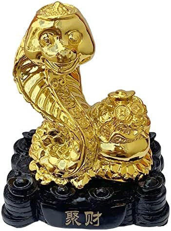 Betterdecor Gold Color Feng Shui 12 Chinese Zodiac Animal Statue Figurine Home Office Decoration and Gift for New Year Holidays and Birthday (Zodiac Snake) by Betterdecor