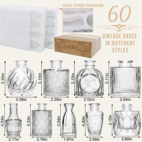 Arme Glass Bud vases in Bulk，Small Glass Flower Vase for Centerpieces 60Pcs - Image 2