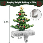 Christmas Stocking Holder Set of 2 with Glitter for Mantel Resin Stocking Hooks Fireplace Decor Sparkling Holiday Centerpiece Durable Indoor Christmas Gift - Image 3