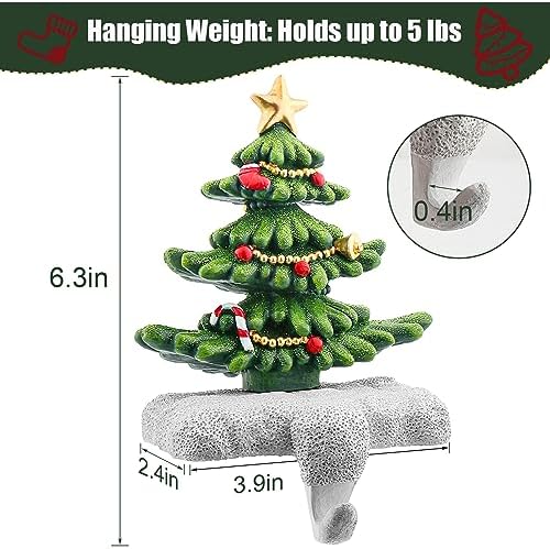 Christmas Stocking Holder Set of 2 with Glitter for Mantel Resin Stocking Hooks Fireplace Decor Sparkling Holiday Centerpiece Durable Indoor Christmas Gift - Image 3