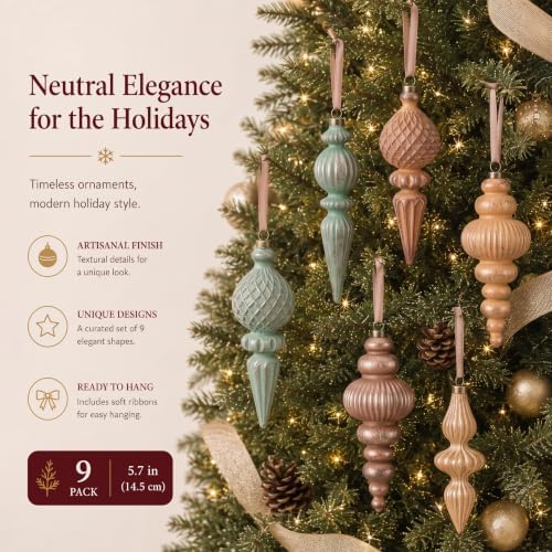 Yunlly 18 Pcs Neutral Christmas Ornaments Xmas Finial Tree Decor Set - Image 3