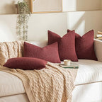 MIULEE 18x18 Decorative Boucle Couch Pillow Covers Burgundy - Image 3