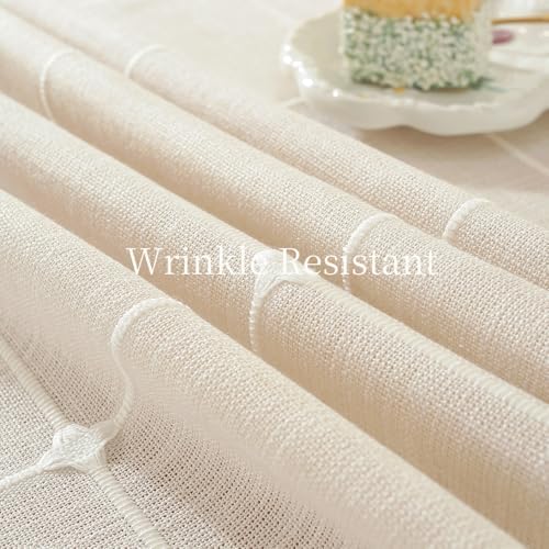 Zobesta Linen Table Cloth Rectangle Tables 60x84 in Plaid White Tablecloth - Image 4