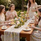 Ivory White Floral Table Runner 10ft Embroidery Tulle Spring Wildflower Table Runner Seasonal Summer Butterfly Kitchen Dining Gauze Decoration for Wedding Baby Shower Birthday Party (3 Pcs) - Image 6