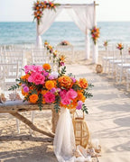 18inch Aisle Flower Garland Centerpieces, Bright Multi-Color Rose with Hydrangea & Chrysanthemum Artificial Flowers, Floral Runner for Wedding Arch, Backdrop, Table Decor, Ceremony Pathway - Image 5