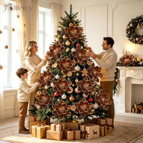 8PCS Large Christmas Magnolia Flowers for Christmas Tree Wreath - Image 3