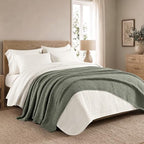 EVERGRACEHOME Chunky Chenille Knit Throw Blanket, 90x90, Dried Thyme Green - Image 4