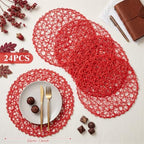 Threehoney Paper Braided Round Placemats, Set of 24, Red, 13 in - Image 2