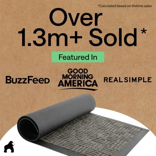 GORILLA GRIP WeatherMAX Door Mat, Indoor Outdoor Use, 35x23, Gray Maze - Image 4