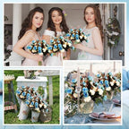 Hotop 12 Pcs Artificial Flowers Centerpiece for Tables 13 in, Light Blue - Image 5