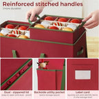 Large Christmas Ornament Storage Box, Dual Zippers, Stackable Christmas Storage Container with Lid, 6 Trays, 600D Oxford, Fits 54-4”, Red - Image 6