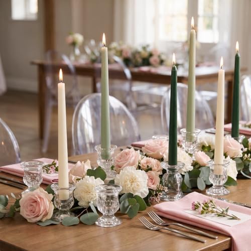 Foaincore 108 Pack Glass Candlestick Holders Bulk 2.5 Inch Taper Candle Holders Small Ritual Candle Stand Table Centerpieces for Wedding Christmas Valentine's Festival Party Dining Decorations (Clear) - Image 4