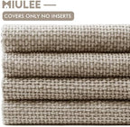 MIULEE Soft Decorative Chenille Pillow Covers Khaki 18x18 Pack of 4 - Image 6