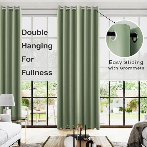 KOUFALL Retro Vintage Curtains for Bedroom,Green Farmhouse Blackout Elegant Curtains & Drapes for Living Room - Image 2