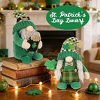 St Patricks Day Decorations - 2Pack St Patrick's Day Plush Gnomes Lucky Green Shamrock for Home - Leprechaun Doll, Irish Gifts Green St. Patricks Day Ornament Table Decor - Image 5