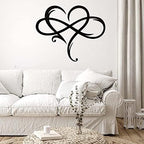 AOOLVY Infinity Heart Wall Decor, Unique Infinity Heart Metal Art Wall Decor Love Sign Steel Wall Plaques Bedroom Ornaments for Home Wedding Decor, Room Living Room Decoration (Black, 23.6x20.6inch) - Image 4