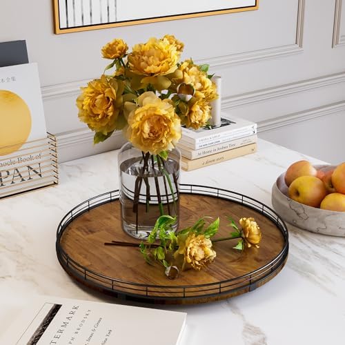 AMH 18-Inch Farmhouse Oak Lazy Susan Organizer, Walnut Finish - Image 3