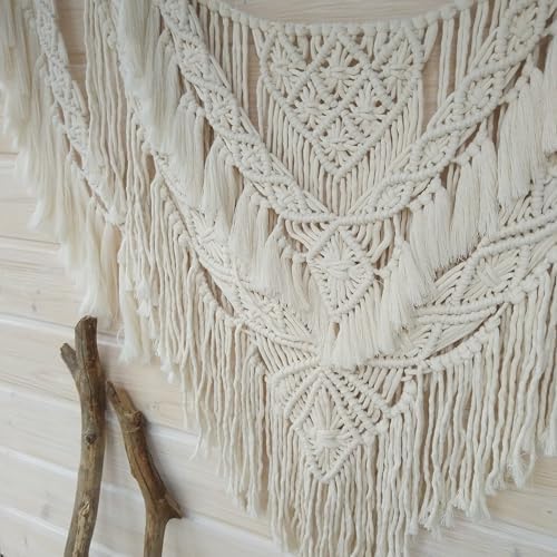 QLBUJ Large Macrame Wall Hanging Natural Driftwood Macrame Tapestry Above Headboard Boho Home Decor for Bedroom Living Room Apartment Wedding Party,36" W X 28" L - Image 7