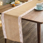 15 Pack Burlap Table Runner with White Lace, 12 x 108 Inch Elegant Rustic Natural Vintage Jute Farmhouse Long Table Cloth for Wedding Thanksgiving Christmas Birthday Party Decor - Image 6