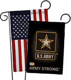 U.S. Army Burlap Garden Flag - Pack Armed Forces Rangers United State American Military Veteran Retire Official USA Applique - House Banner Small Yard Gift Double-Sided Imported 13 X 18.5 by Breeze+Decor