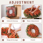 32" Large Artificial Silk Flower Eucalyptus Wreath for Outdoor(Fall Orange) - Image 5