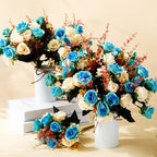 Hotop 12 Pcs Artificial Flowers Centerpiece for Tables 13 in, Light Blue - Image 6