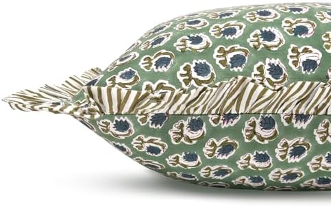 Ridhi Block Print Basil Green Throw Pillow Cover 24" x 24" (Pack of 2) Decorative Cushion Covers with Ruffle for Couch, Sofa, Bed, Living Room, Home Decor Gift for Spring, Easter, Valentine - Image 5