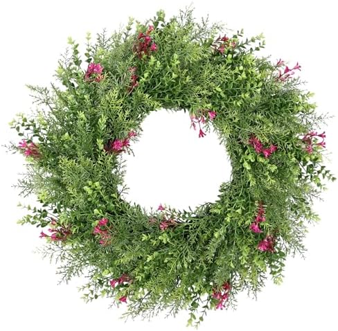 24 Inch Summer Wreaths for Front Door Spring Wreath Outdoor Green Door Wreath for All Seasons Porch Living Room Bedroom Indoor Outdoor Window Wall Farmhouse Home Decoration by MDSTBN