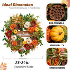 24 Inch Fall Wreaths for Front Door, Autumn Door Decor Thanksgiving Wreaths - Image 4