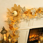 4 Pack Fall Garland Maple Leaf with Lights Fall Decor, 6Ft/Piece Fake Leaves Pumpkin Berry Vine Autumn Foliage Garland for Mantle Fireplace Halloween Thanksgiving Decorations Christmas Home Decor - Image 4