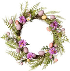 National Tree Company 22 in. Pink Eggs, Flowers and Ferns Easter Wreath, Artificial Spring Wreath with Pink & Pastel Easter Eggs, Indoor or Covered Outdoor Décor by Unknown