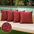 MIULEE Pack of 4 Christmas Decorative Outdoor Throw Pillow Covers Linen Waterproof Pillow Covers Summer Farmhouse Cushion Cases for Patio Garden Tent Balcony Couch Sofa 18x18 Inch Burgundy by MIULEE