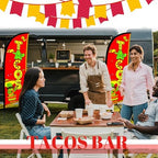 HunnmingRe 2 Set Tacos Feather Flag Kit, 8ft Advertising Swooper Flag Banner with Pole and Ground Stake for Business Restaurant Advertising Banner for Outside Ground - Image 6