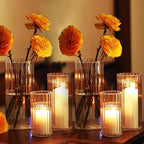 PHOSPHOR 18 Pcs Cylinder Glass Candle Holder 6'', 8'', 10'', Hurricane Candle Holder for Pillar Candle Tall Glass Cylinder Centerpieces Vases Floral Room Decor by PHOSPHOR