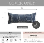 BlissBlush Decorative Long Lumbar Pillow Cover 14x36 for Bed, Navy Blue Soft Woven Chenille Accent Pillow Cover for Bedroom Couch Sofa, Textured Farmhouse Boho Cushion Cover - Image 4