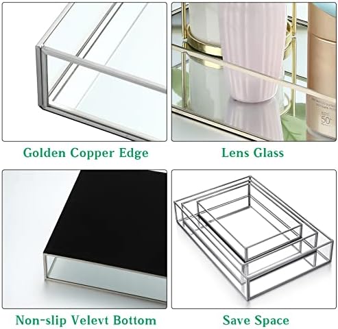 Jetec 3 Pcs Silver Mirror Vanity Tray, Glass Perfume Tray for Dresser - Image 6