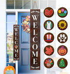 Monjita Welcome Sign for Front Porch Standing, Interchangeable Welcome Standing Sign with 5 Designed DoubleSided Icons for Front Door, All Seasonal Farmhouse Rustic Modern Porch Decor for Fall - Image 2