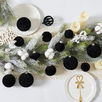 30pcs Velvet Christmas Ball Ornaments, Flocked Shatterproof Christmas Ornaments Hanging Xmas Tree Decorations Set for Home Party Holiday Decor (Multi-Size, Black) - Image 3