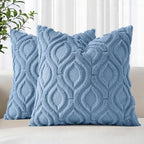 decorUhome Faux Fur Plush Soft Blue Throw Pillow Covers 26x26 Set of 2 by decorUhome