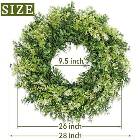 28 Inch Large Eucalyptus Wreaths for Front Door Artificial Green Leaves Greenery Indoor Outdoor Wreath Home Decor Porch Window Wall Farmhouse Door Decorations Spring Summer Fall All Seasons - Image 4