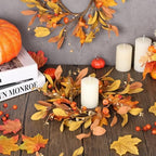 6 PCS 9" Mini Fall Wreaths for Kitchen Cabinets Fall Wreaths for Front Door Autumn Wreath with Golden Eucalyptus Leaves Oak Leaves with Ribbon for Farmhouse Home Wall Window Festival Wedding Decor - Image 2