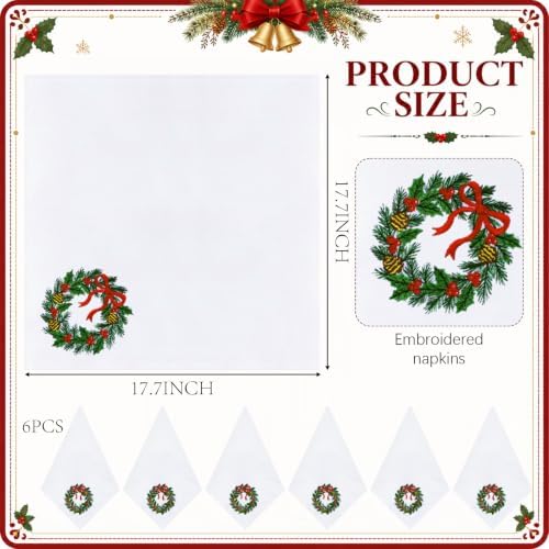 HunnmingRe 12 Pcs Christmas Red and Green Cloth Napkins Set 17x17 Inch - Image 2