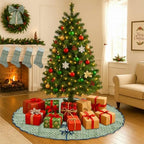 Ridhi Basil Green Hand Block Print Cotton Christmas Tree Skirt 40 Inch - Image 2