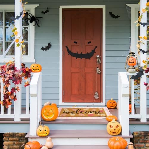Tinideya 2 Pcs Pink Halloween Welcome Doormat 23x35 in Layered - Image 2
