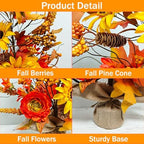 2 Pack Fall Table Decor, 19.6" Artificial Tabletop Fall Tree with Maple Leaves Sunflowers Fall Decorations for Indoor Outdoor Home Autumn Thanksgiving Table Centerpieces - Image 3