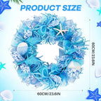 24 Inch Coastal Seashell Large Wreath with Natural Starfish & Scallops Shell, Blue Beach Style Front Door Wreath with for Spring Summer, Farmhouse Rustic Indoor Outdoor Home Wall Wedding Decor - Image 2