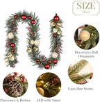 Valery Madelyn 9 Ft Christmas Garland with Lights for Mantle Red Gold - Image 6