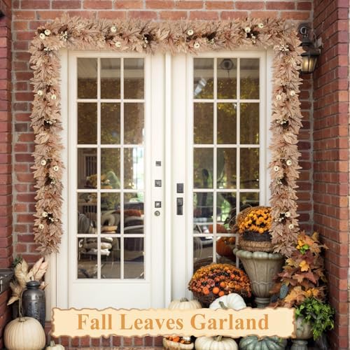 9 FT Lighted Fall Garland with Lights Autumn Automatic ON/Off Timer - Image 6