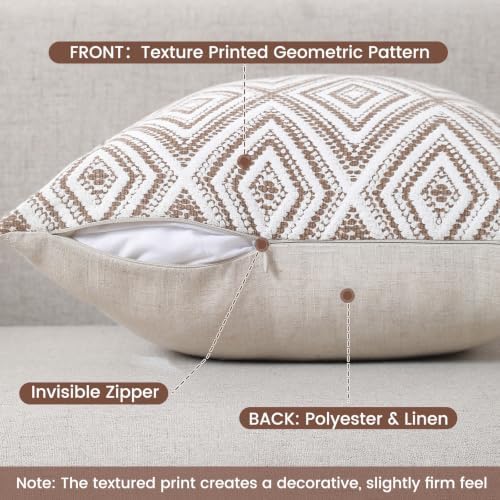 HPUK Throw Pillow Covers 18x18, Set of 4, Light Brown Couch Pillow Covers - Image 2